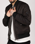 Zip-Pocket Utility Bomber Jacket Black