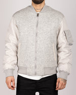 Wool Blend Bomber Jacket Grey