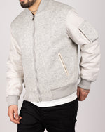 Wool Blend Bomber Jacket Grey