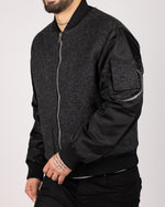 Wool Blend Bomber Jacket Black