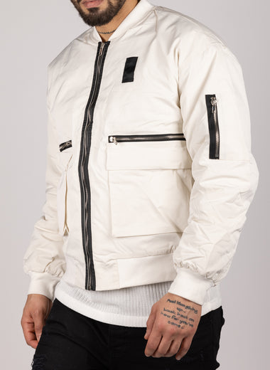 Tech Bomber Jacket White