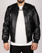 PU Leather Bomber Jacket Black