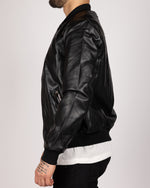 PU Leather Bomber Jacket Black