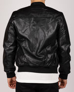 PU Leather Bomber Jacket Black