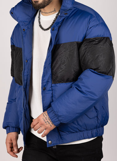 Colour Block Puffer Jacket Blue