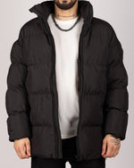 Black Zip-Up Puffer Jacket