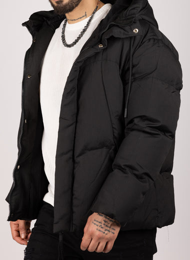 Ribbed Hooded Puffer Jacket