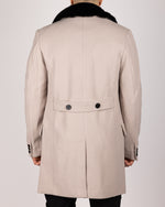 Single Breasted Overcoat With Removeable Fur Collar Beige