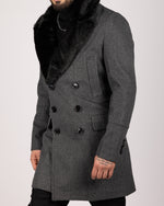 Double Breasted Overcoat with Removeable Fur Collar