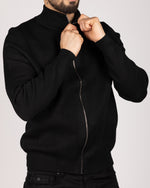 Casual Zip Up Sweater Black