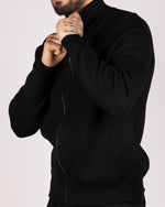 Casual Zip Up Sweater Black