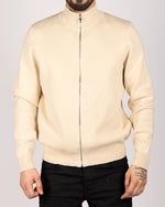 Casual Zip Up Sweater Beige