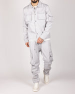 Utility Cargo Jacket and Joggers Set Grey