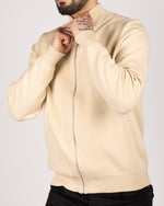 Casual Zip Up Sweater Beige