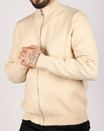 Casual Zip Up Sweater Beige