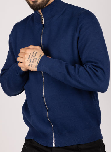 Casual Zip Up Sweater Navy