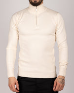 Half Zip Sweater White