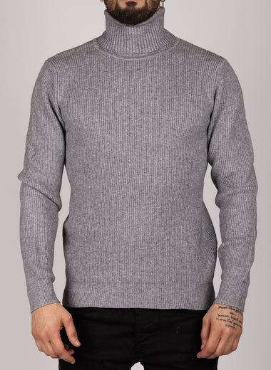 Knitted Roll Neck Sweater Grey