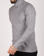 Knitted Roll Neck Sweater Grey