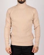 Knitted Roll Neck Sweater Beige