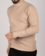 Knitted Roll Neck Sweater Beige