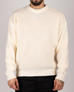 Ribbed Knit Crewneck Sweater White