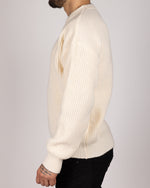 Ribbed Knit Crewneck Sweater White