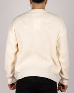 Ribbed Knit Crewneck Sweater White