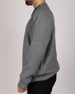 Ribbed Knit Crewneck Sweater Dark Grey