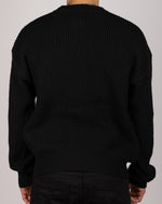 Ribbed Knit Crewneck Sweater Black