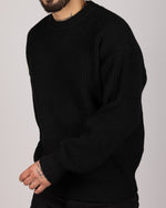 Ribbed Knit Crewneck Sweater Black