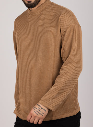 Oversized Casual Sweatshirt Camel