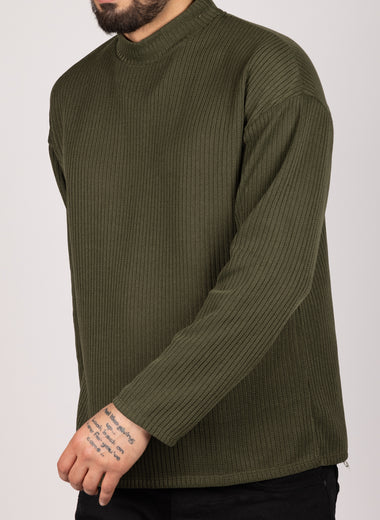 Oversized Casual Sweatshirt Khaki Green