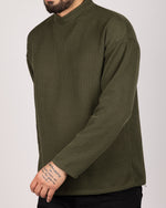 Oversized Casual Sweatshirt Khaki Green