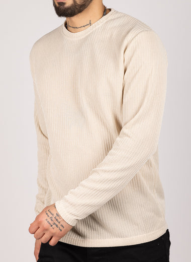 Causal Loose Crewneck Sweatshirt Beige