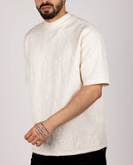 Leaf Pattern Crew Neck T-Shirt White