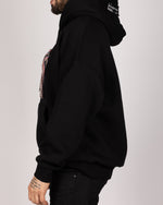 Riches Pattern Oversized Hoodie Black