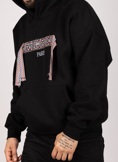 Riches Pattern Oversized Hoodie Black