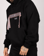 Riches Pattern Oversized Hoodie Black