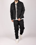 Utility Cargo Jacket and Joggers Set Black