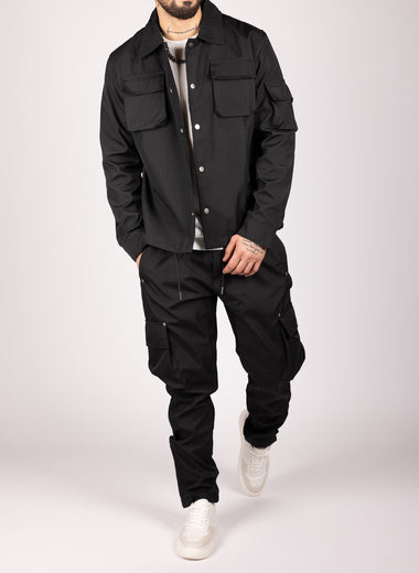 Utility Cargo Jacket and Joggers Set Black