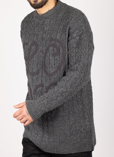 LOVE Cable Knit Sweater Anthracite Grey