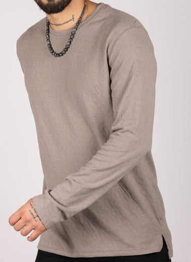 Textured Crewneck Sweater Grey