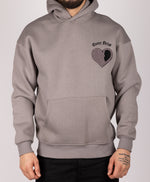 Embroidered Broken Heart Hoodie Grey