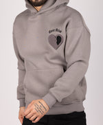 Embroidered Broken Heart Hoodie Grey