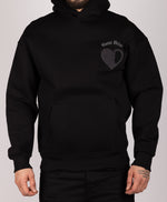 Embroidered Broken Heart Hoodie Black