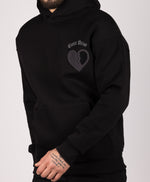 Embroidered Broken Heart Hoodie Black