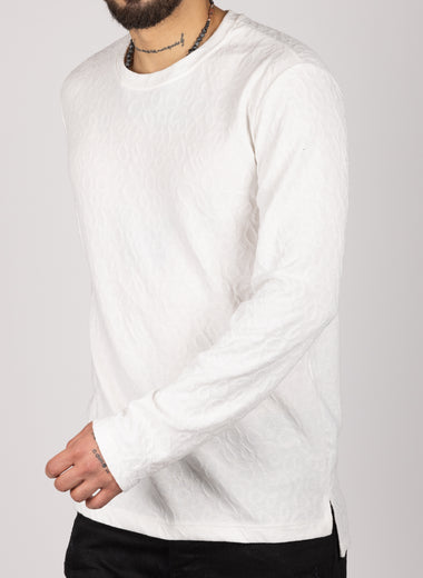 Textured Crewneck Sweater White