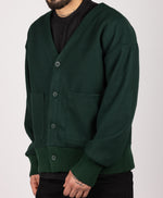 V-Neck Casual Cardigan with Pockets Green