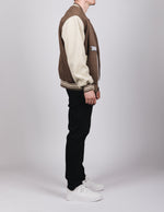 Brown Wolf Design Baseball Bomber